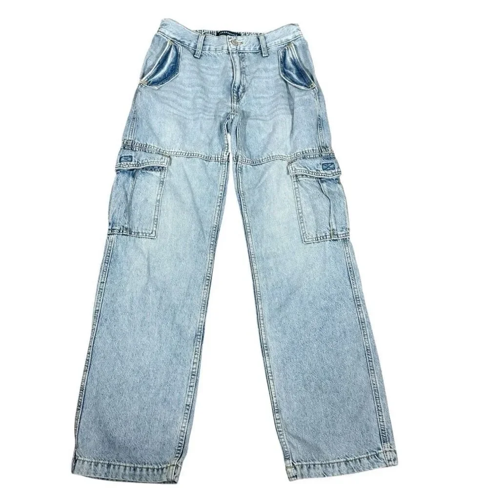 Aeropostale Women’s‎ Low-Rise Streetwear Light Wash Cargo Jeans Size Small